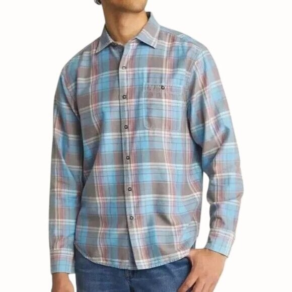 Tommy Bahama Men Long Sleeve Fresno Allover Plaid Camp Shirt Fog Grey NEW 4XLB